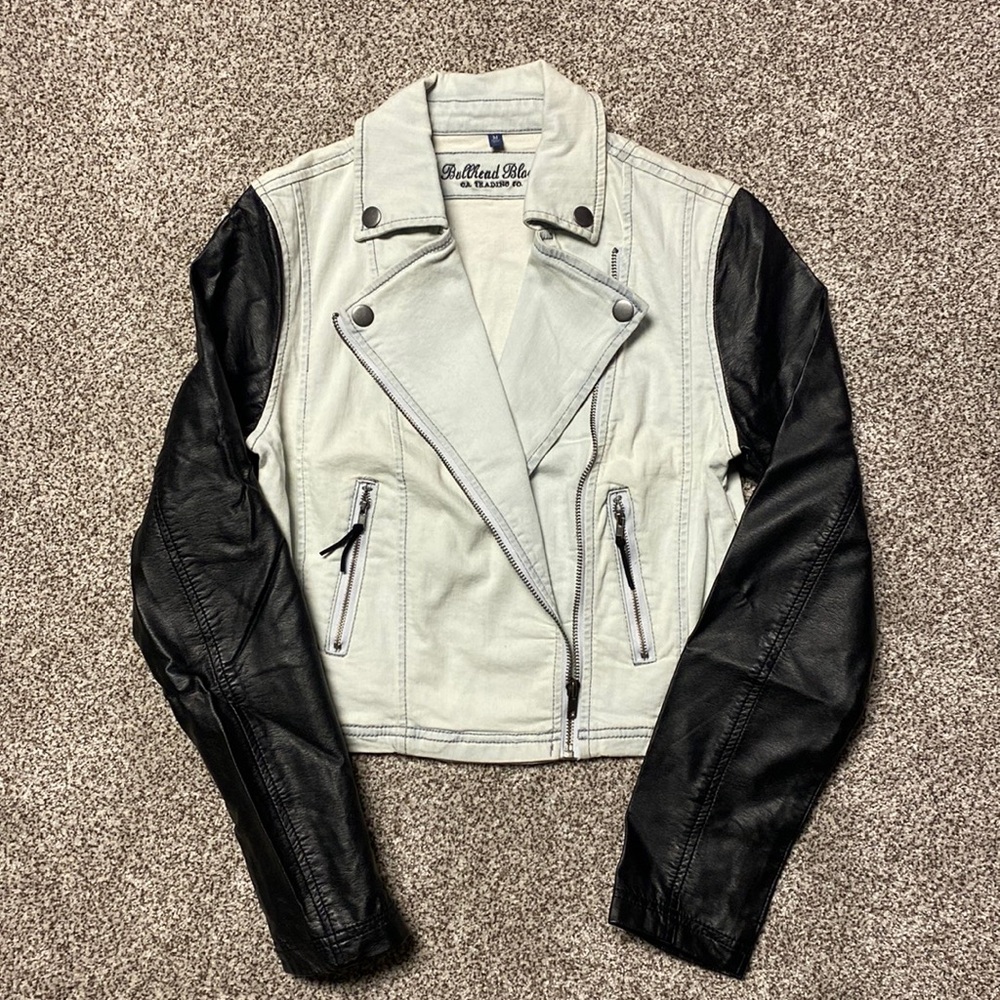 Denim & Black Faux Leather Jacket!